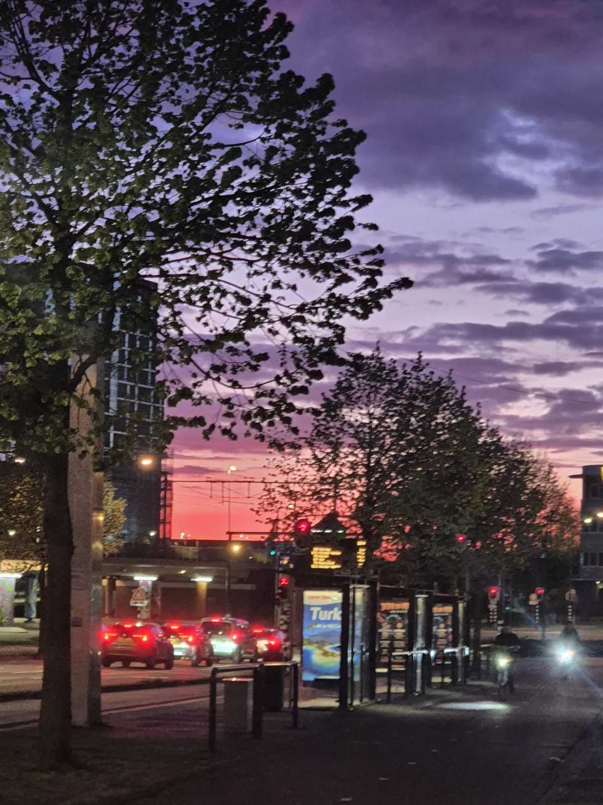 Evening Glow at the Bus Stop