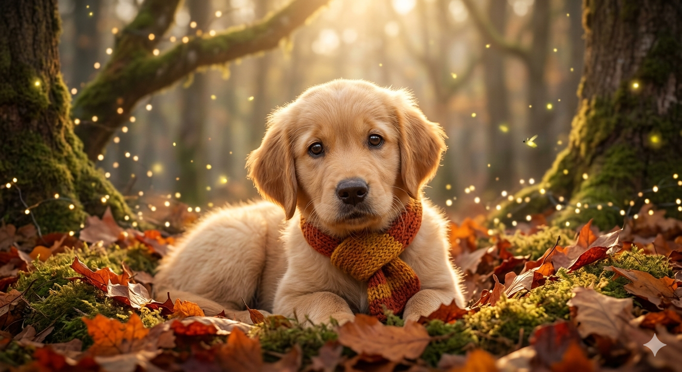 Bospuppy in Herfstmagie